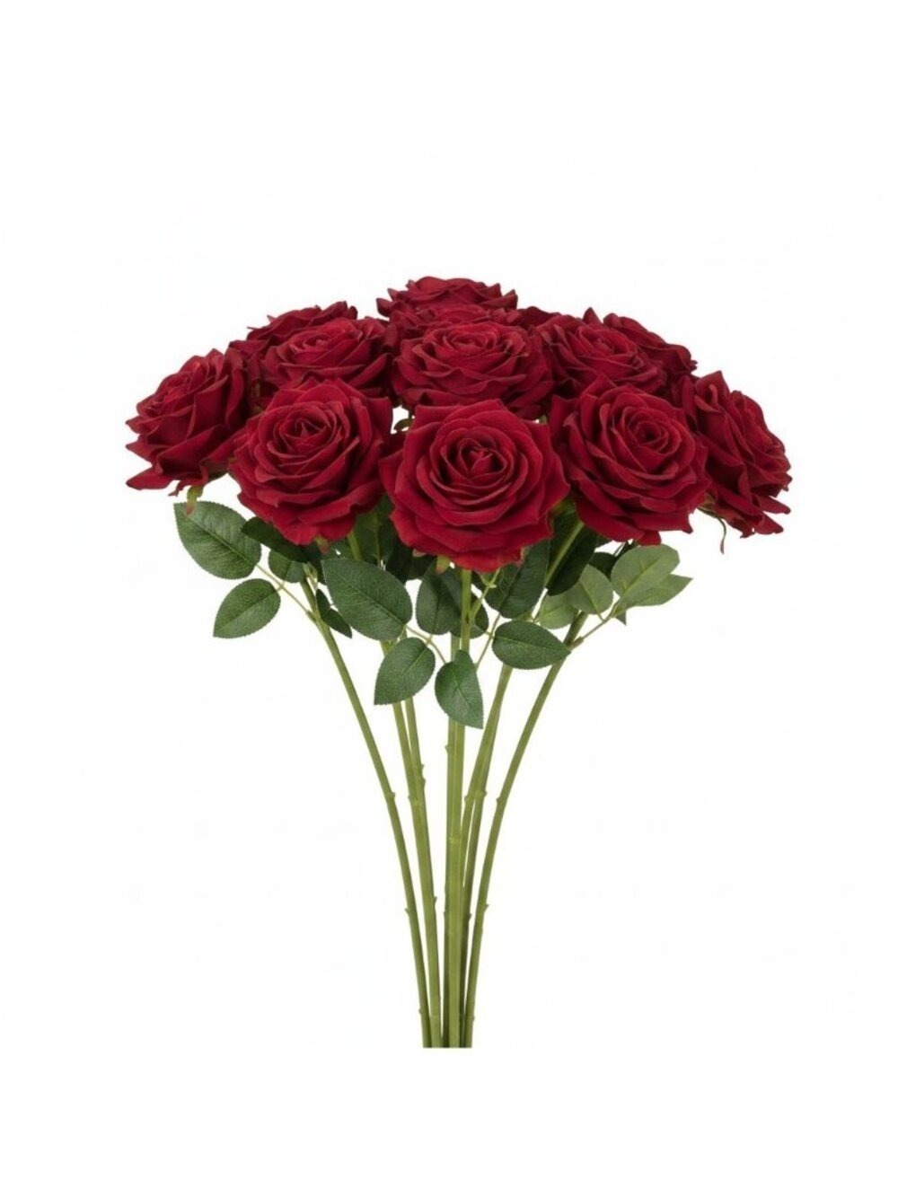 Dark Red Rose Bouquet 12 Artificial Roses Wedding Flower